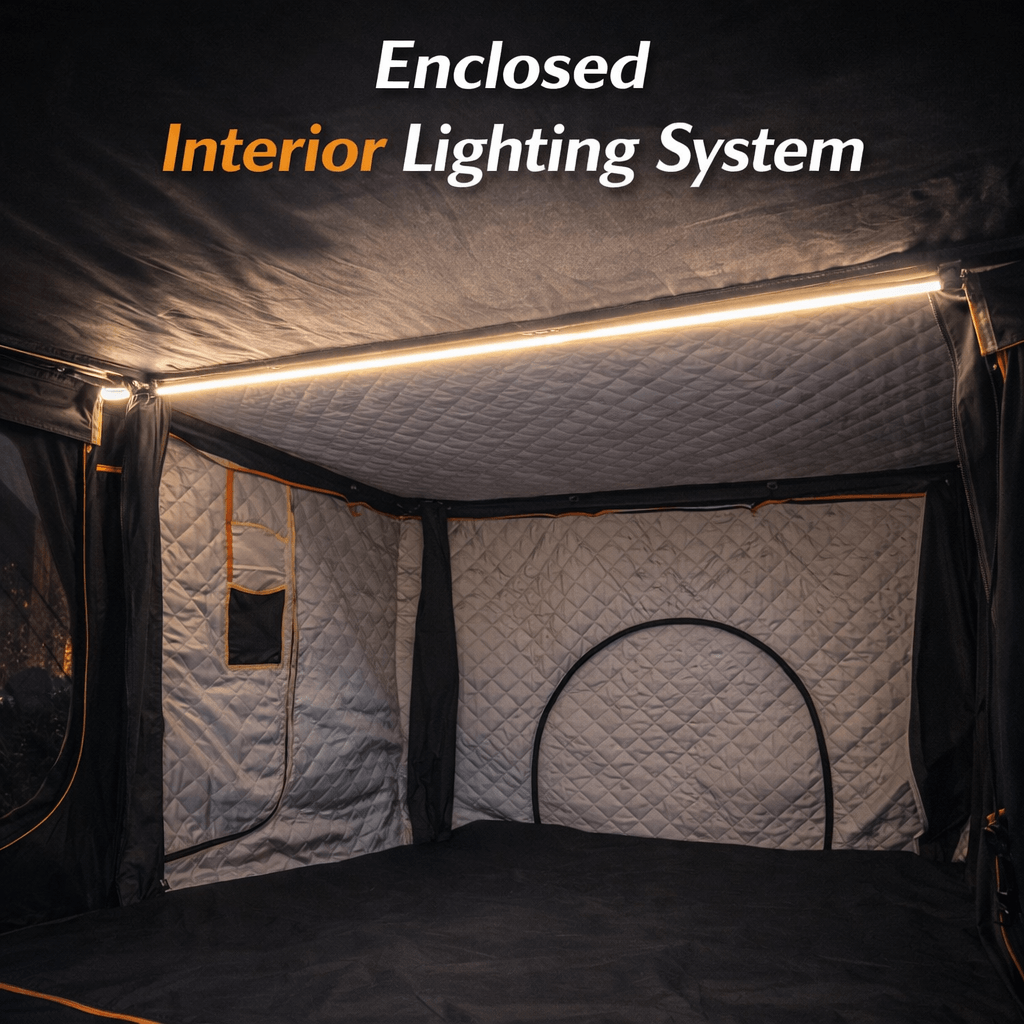 JOYINRUTE Rooftop Tent Hard Shell - Enclosed Interior Lighting System