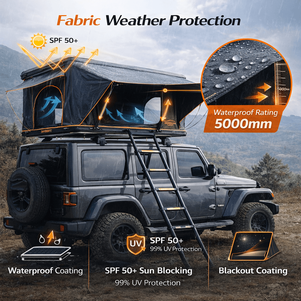 JOYINRUTE Rooftop Tent Hard Shell - Fabric Weather Protection