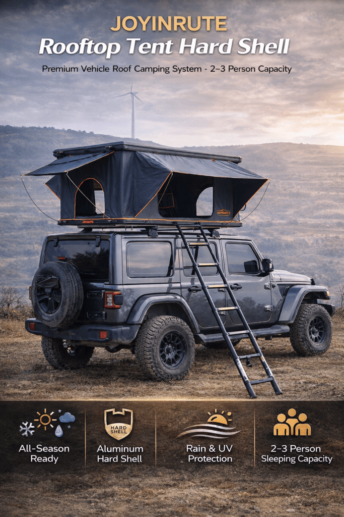 JOYINRUTE Rooftop Tent Hard Shell — Aluminum Pop-Up 2–3 Person