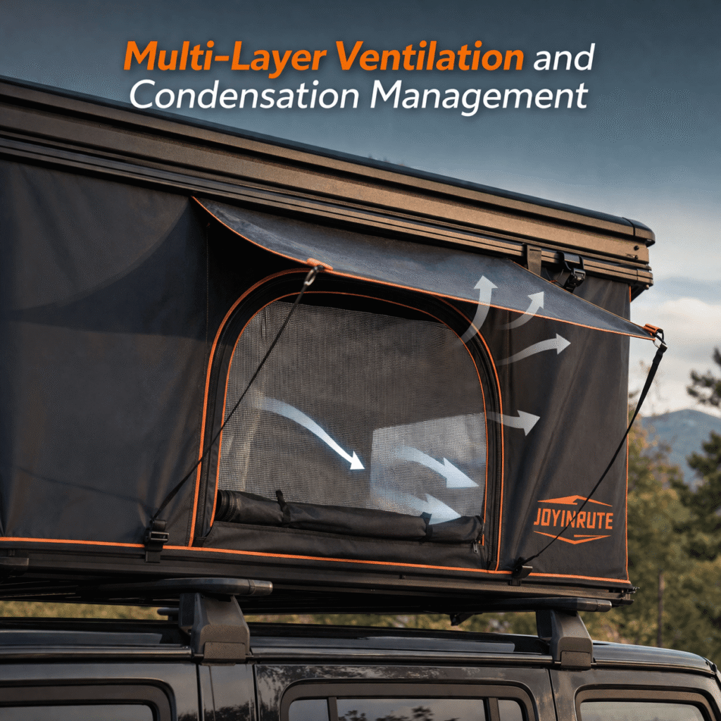 JOYINRUTE Rooftop Tent Hard Shell - Multi-Layer Ventilation and Condensation Management