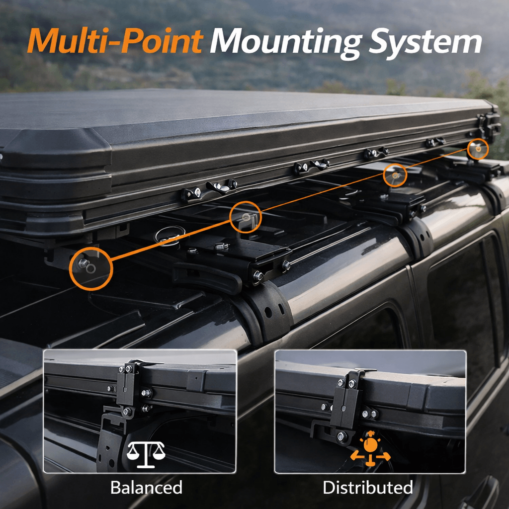 JOYINRUTE Rooftop Tent Hard Shell - Multi-Point Mounting System