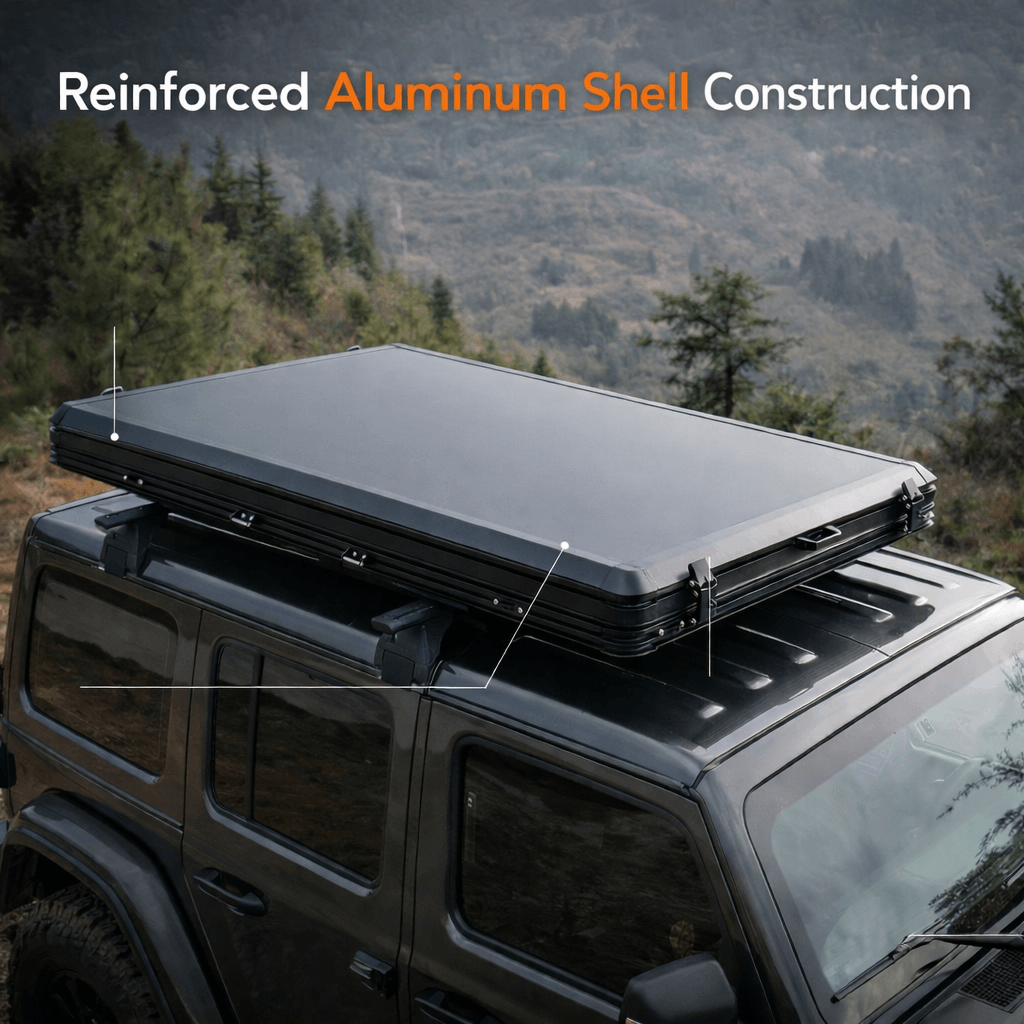 JOYINRUTE Rooftop Tent Hard Shell - Reinforced Aluminum Shell Construction