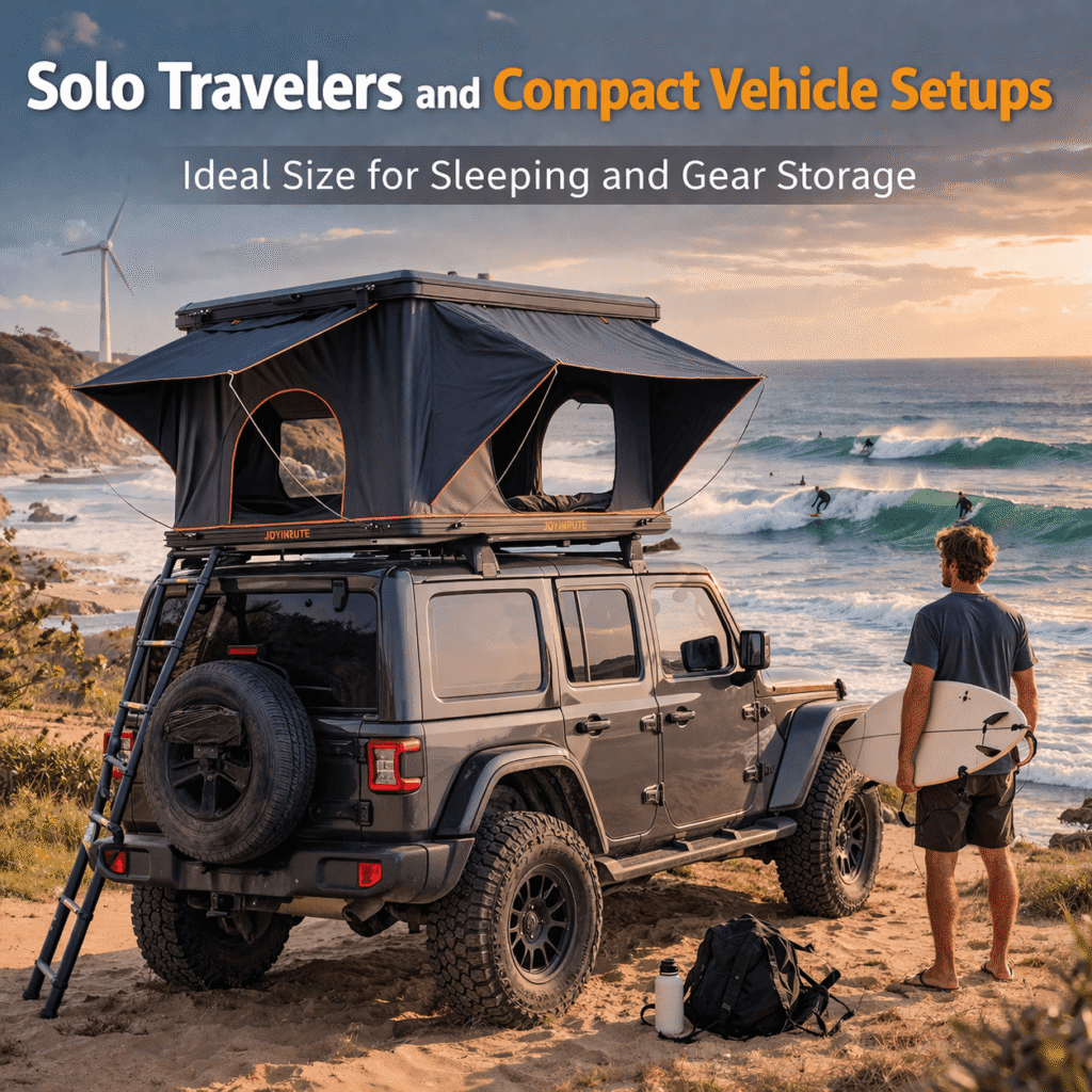 JOYINRUTE Rooftop Tent Hard Shell - Solo Travelers and Compact Vehicle Setups